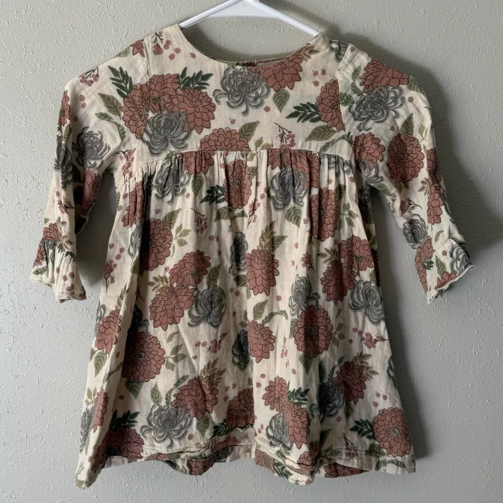 Angel Dear Muslin Ivory Floral Dress Size 4T